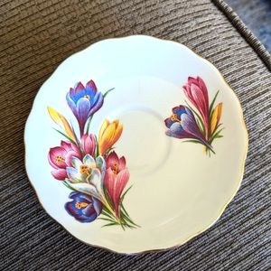 3/$30. Vintage. Royal Vale Bone China crocus Saucer. Gold trim.